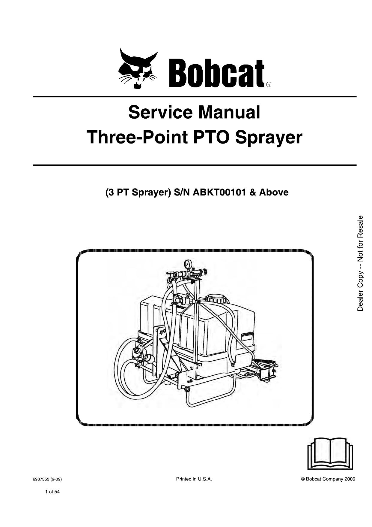 Three-Point PTO Sprayer Attachment Service Manual Bobcat